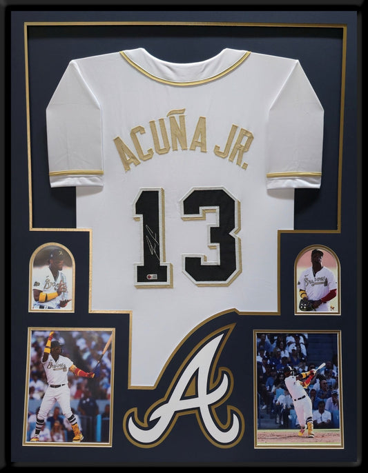 Framed Atlanta Braves Ronald Acuna Jr Autographed Jersey Acuna Hologram