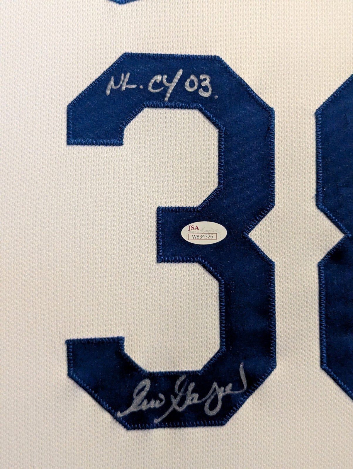 Framed Eric Gagne Autographed Signed La Dodgers Jersey Jsa Coa
