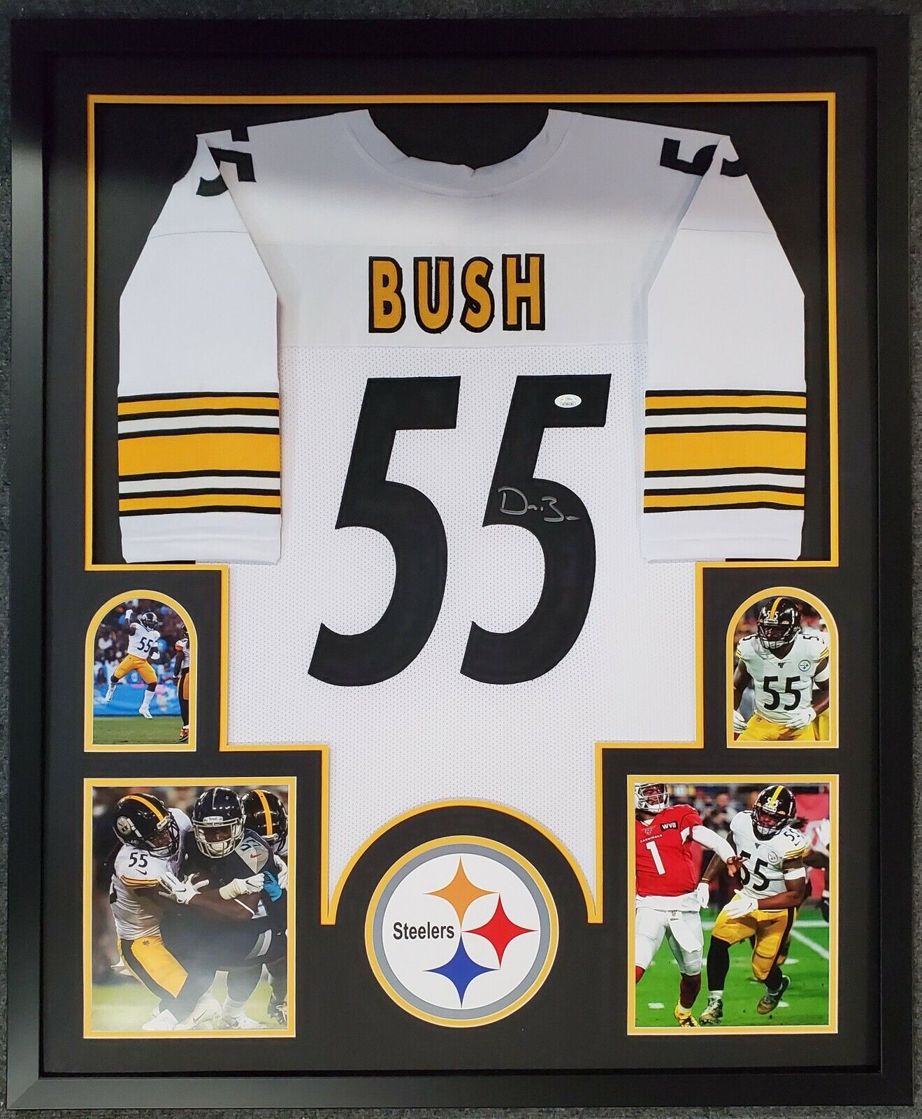 MVP Authentics Framed Pittsburgh Steelers Devin Bush Autographed Signed Jersey Jsa Coa 269.10 sports jersey framing , jersey framing