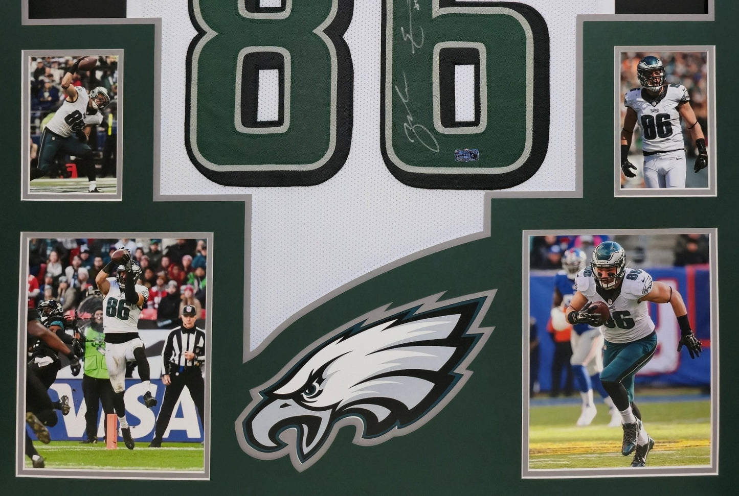 Framed Philadelphia Eagles Zach Ertz Autographed Jersey Ertz Holo