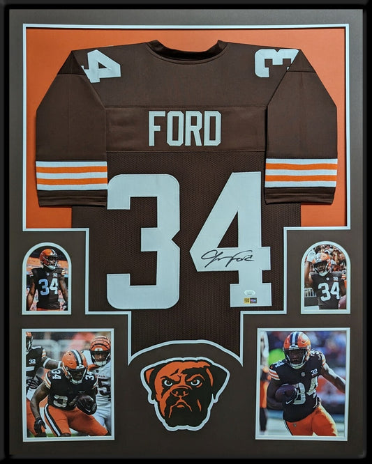 Framed Cleveland Browns Jerome Ford Autographed Signed Jersey Jsa Coa