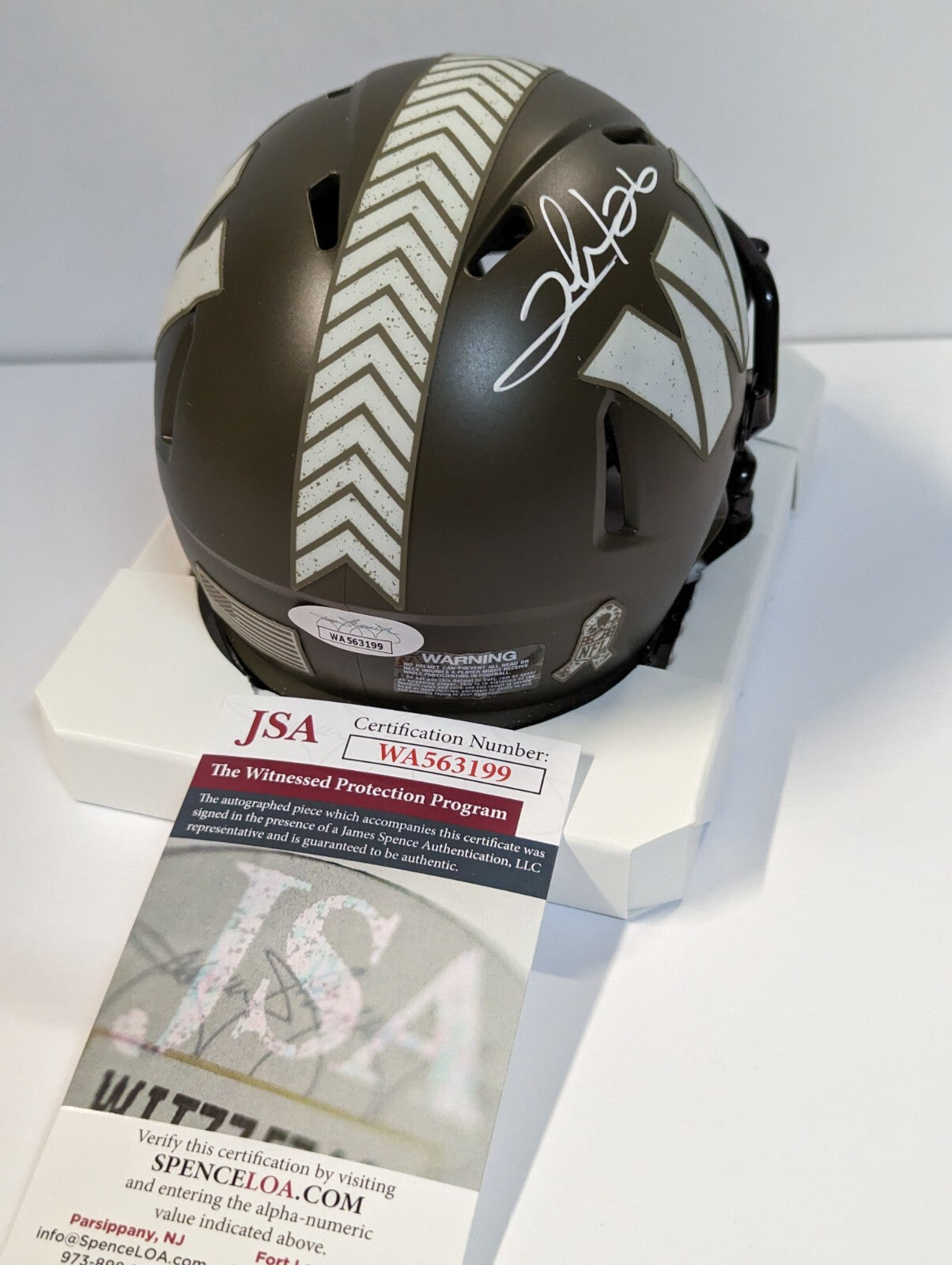 Washington Commanders Clinton Portis Salute To Service Mini Helmet Jsa Coa