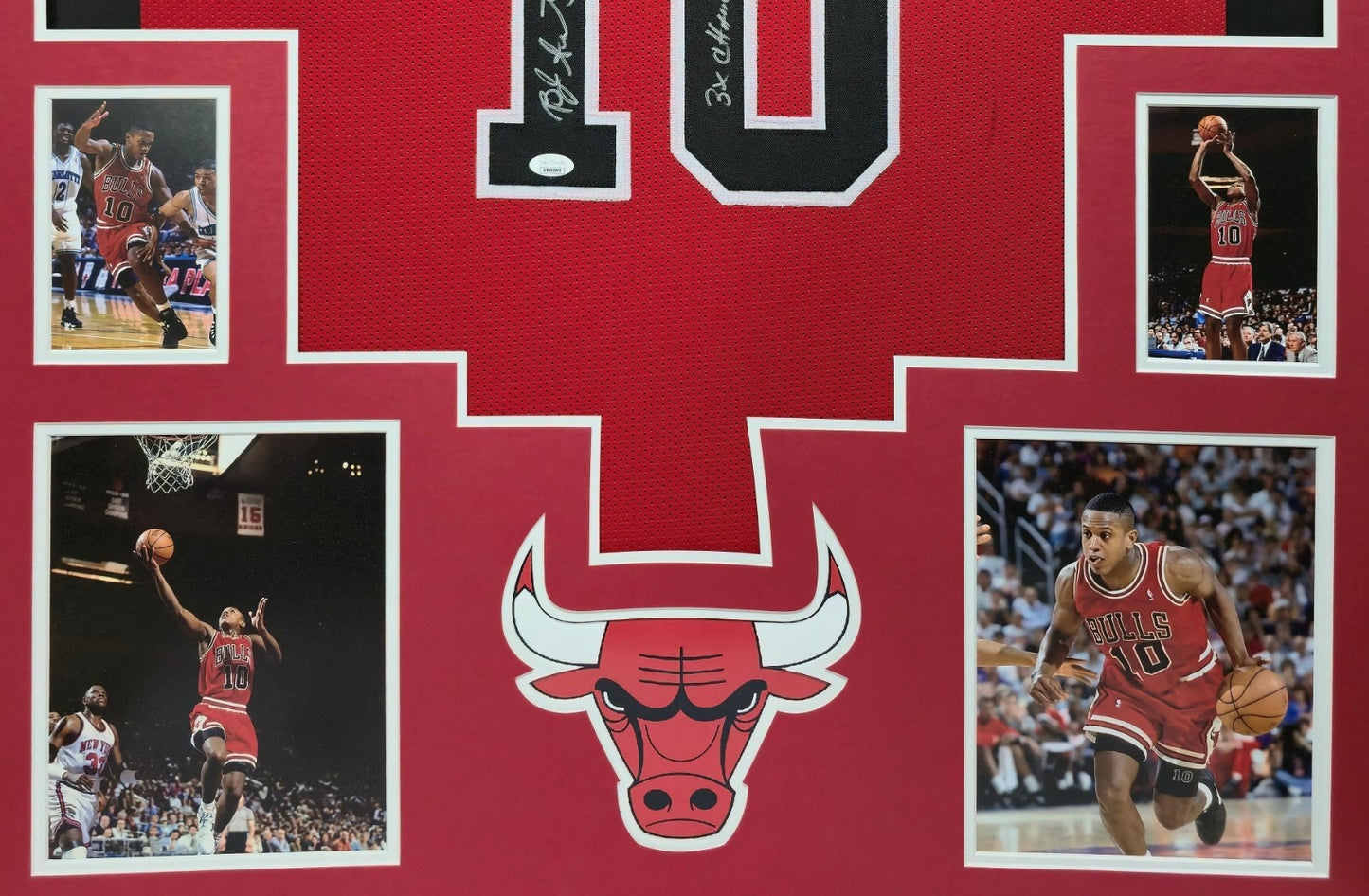 Framed Chicago Bulls Bj Armstrong Autographed Signed Inscribed Jersey Jsa Coa