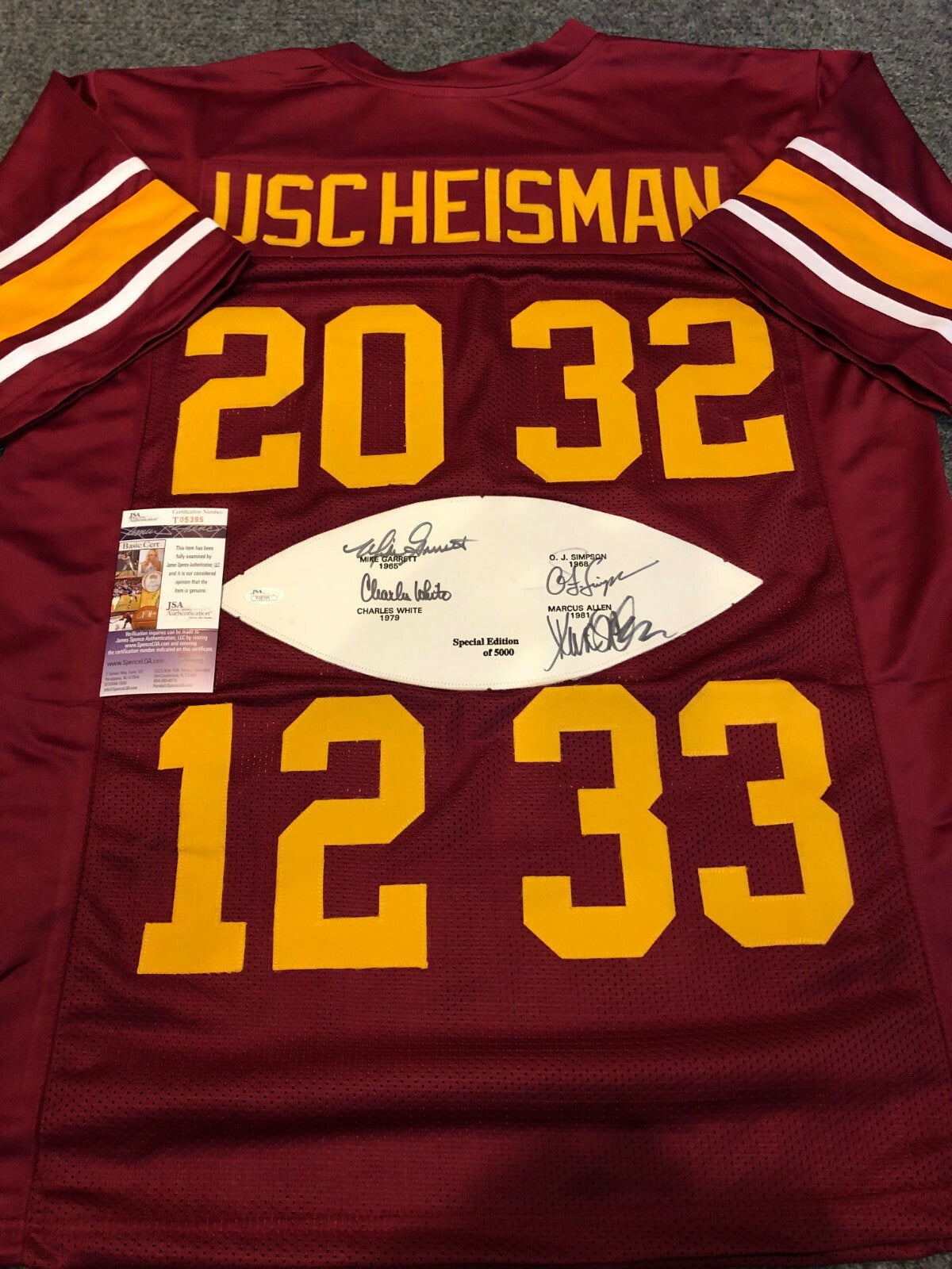 Usc Trojans Simpson-Allen-Garrett-White Signed Heisman Jersey Jsa  Coa