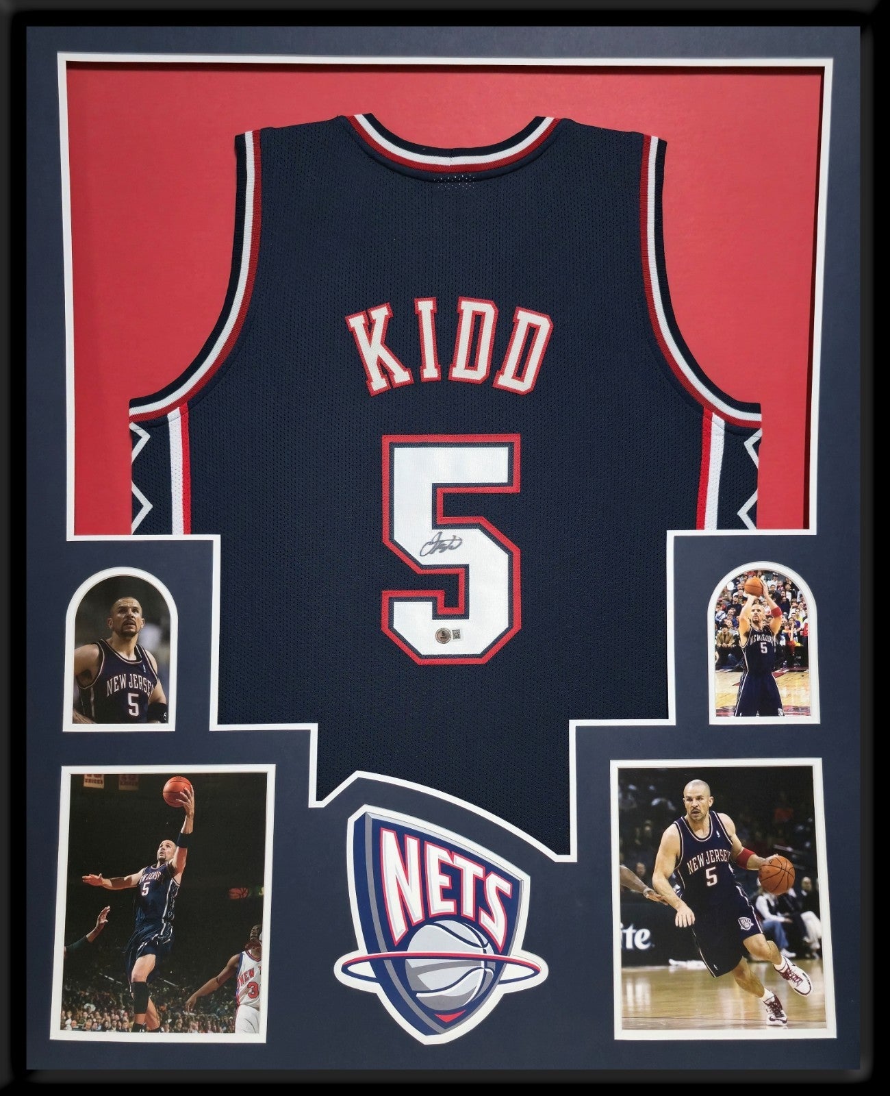 Framed New Jersey Nets Jason Kidd Autographed Signed Jersey Beckett Holo