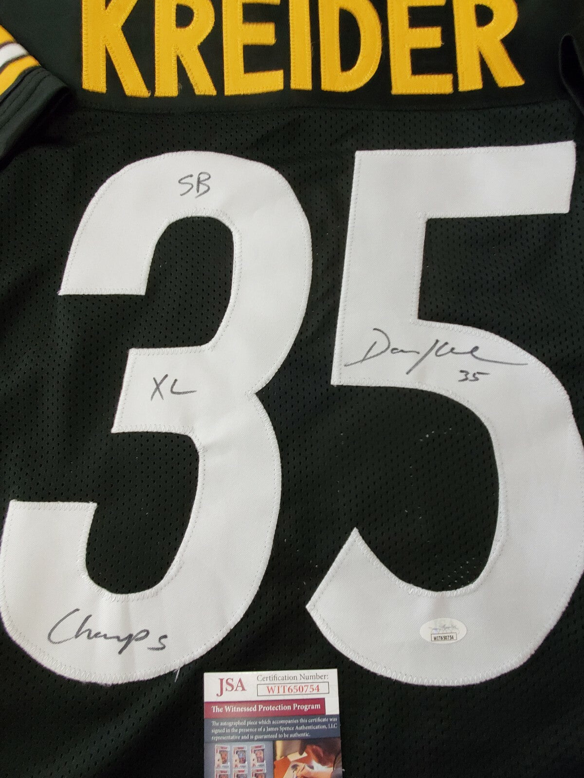 Pittsburgh Steelers Autographed Inscribed Dan Kreider Jersey Jsa  Coa