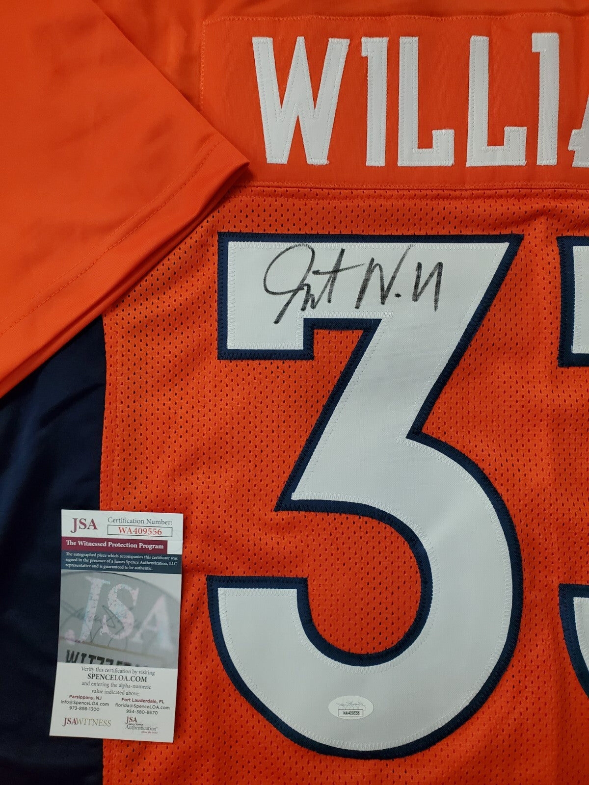 Denver Broncos Javonte Williams Autographed Signed Jersey Jsa  Coa