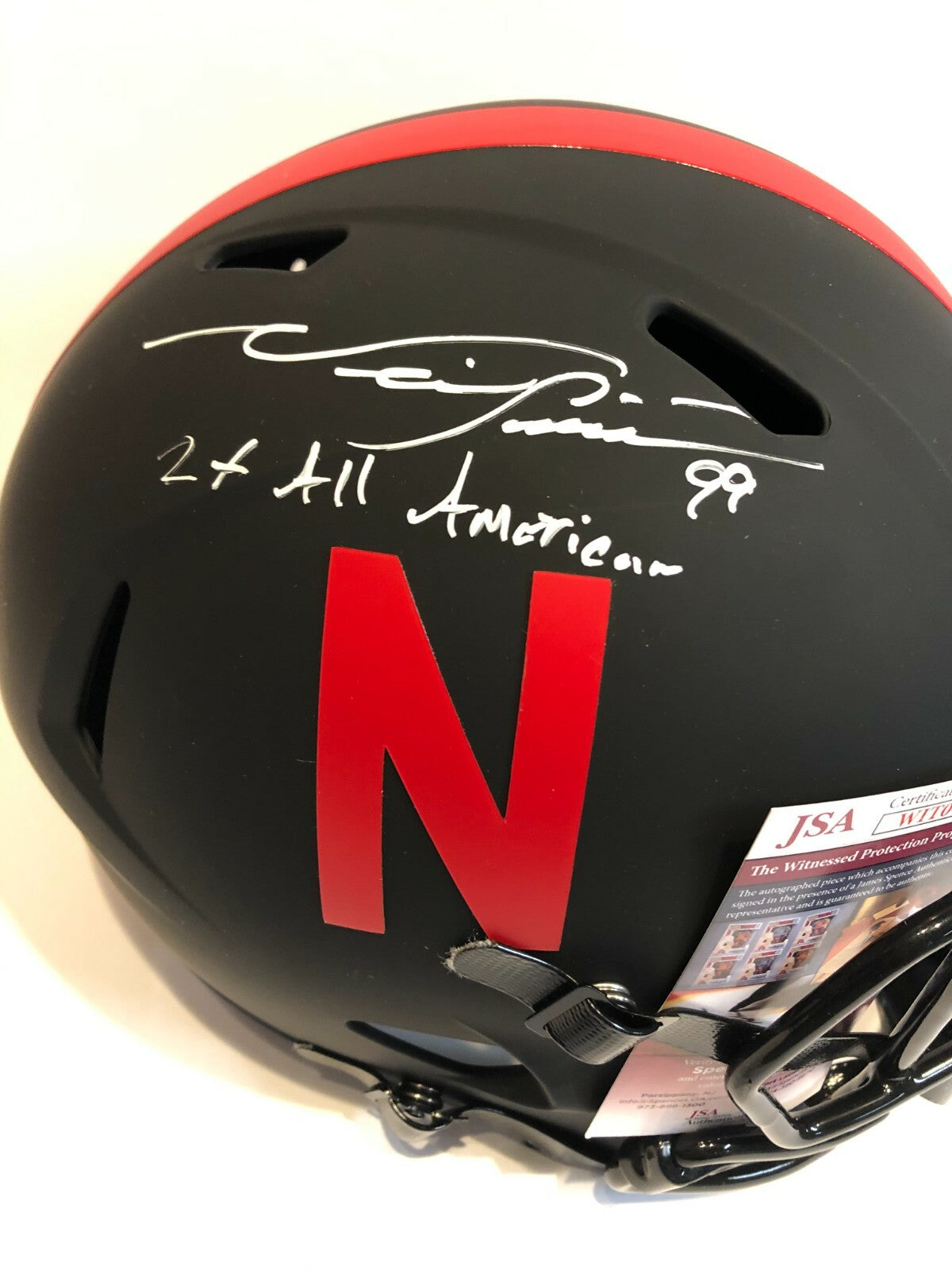Neil Smith Signed Inscribed Nebraska Eclipse Replica Full Size Helmet Jsa Coa