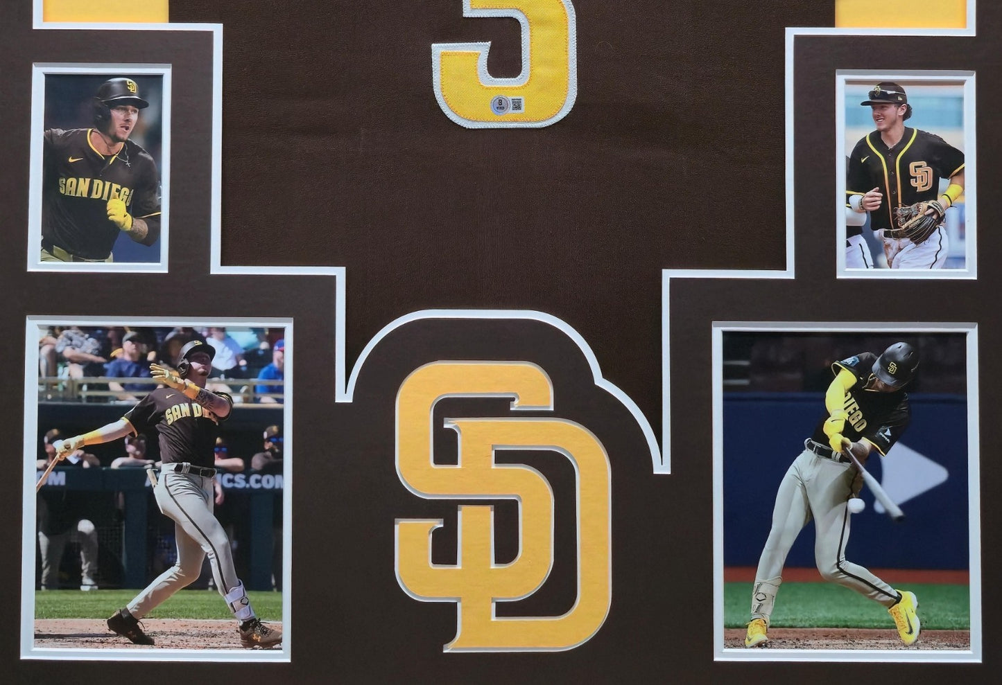 Framed San Diego Padres Jackson Merrill Autographed Signed Jersey Beckett Holo