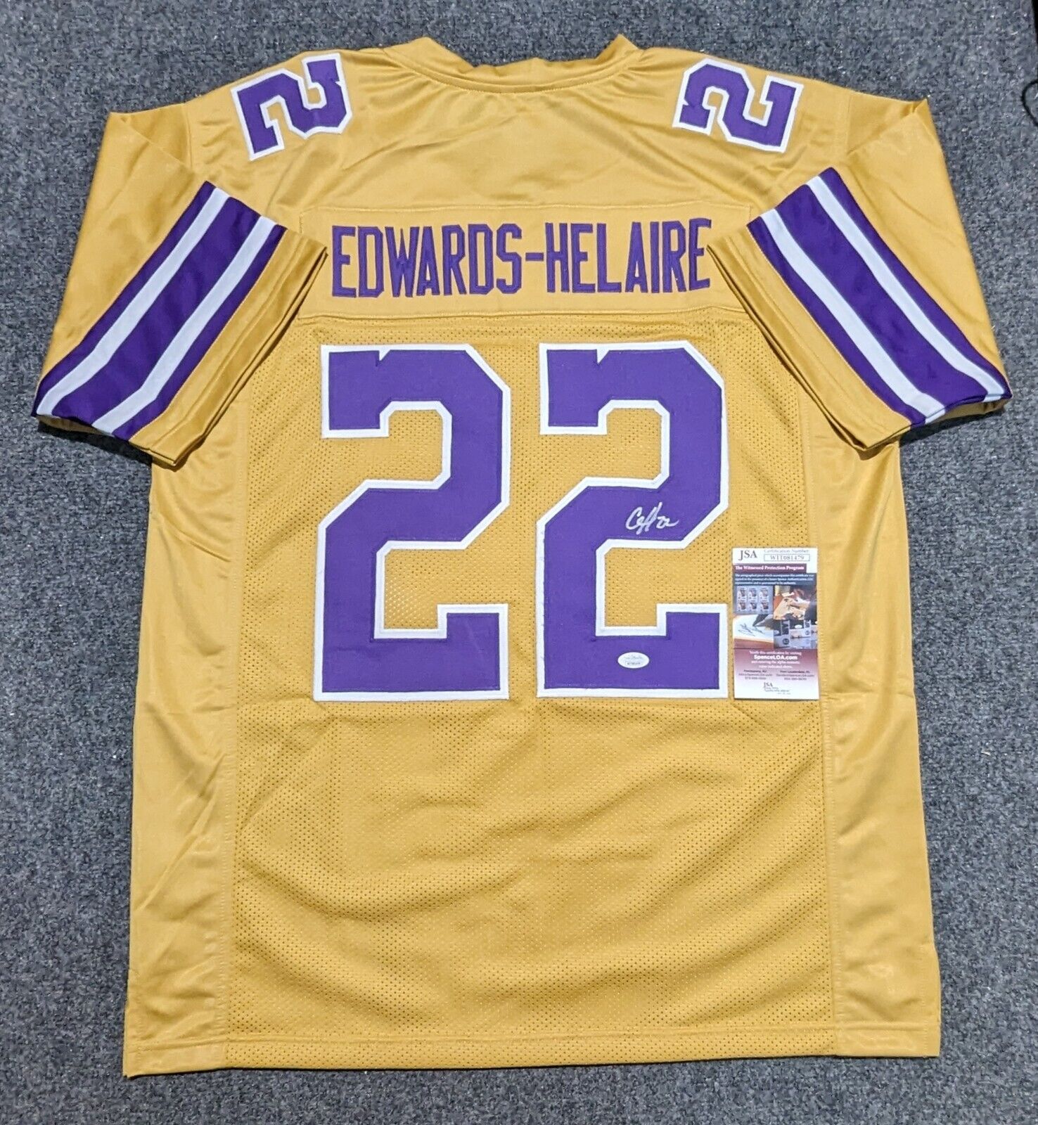 MVP Authentics Lsu Tigers Clyde Edwards-Helaire Autographed Signed Jersey Jsa Coa 152.10 sports jersey framing , jersey framing