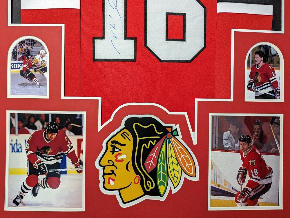 Framed Chicago Blackhawks Michel Goulet Autographed Signed Jersey Beckett Coa