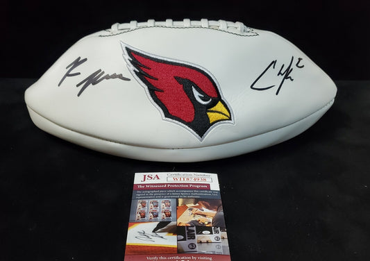 Arizona Cardinals Chase Edmonds & Rondale Moore Signed Logo Football Jsa Coa