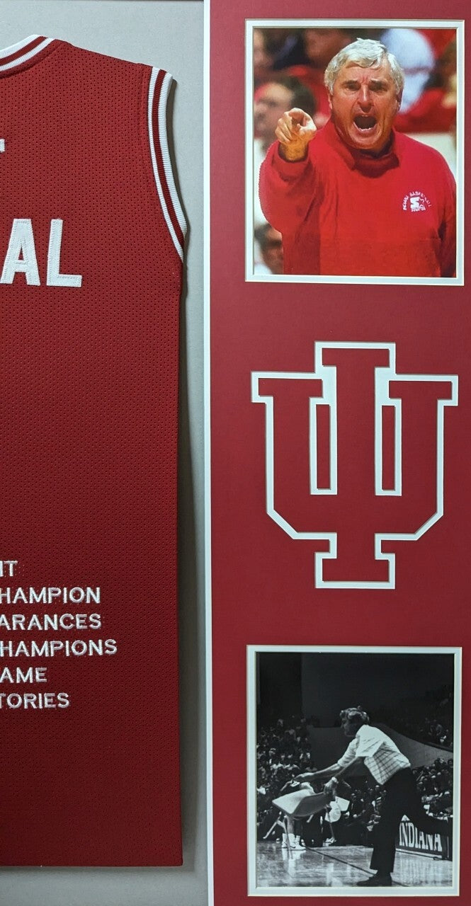 Framed Indiana Hoosiers Bobby Knight Autographed Signed Stat Jersey Steiner Holo