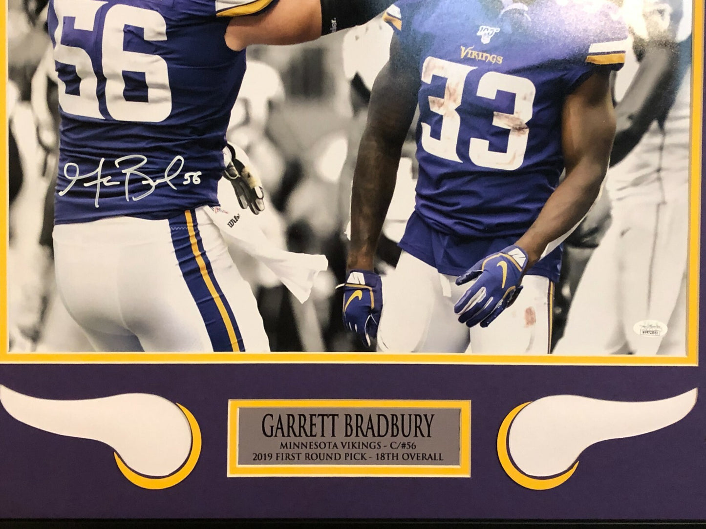 Garrett Bradbury Framed Signed Minnesota Vikings 16X20 Photo Jsa Coa