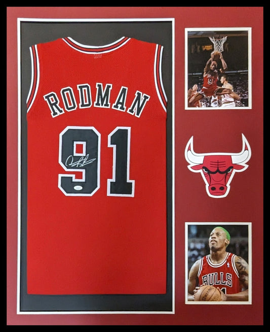 Framed Chicago Bulls Dennis Rodman Autographed Signed Jersey Jsa Coa