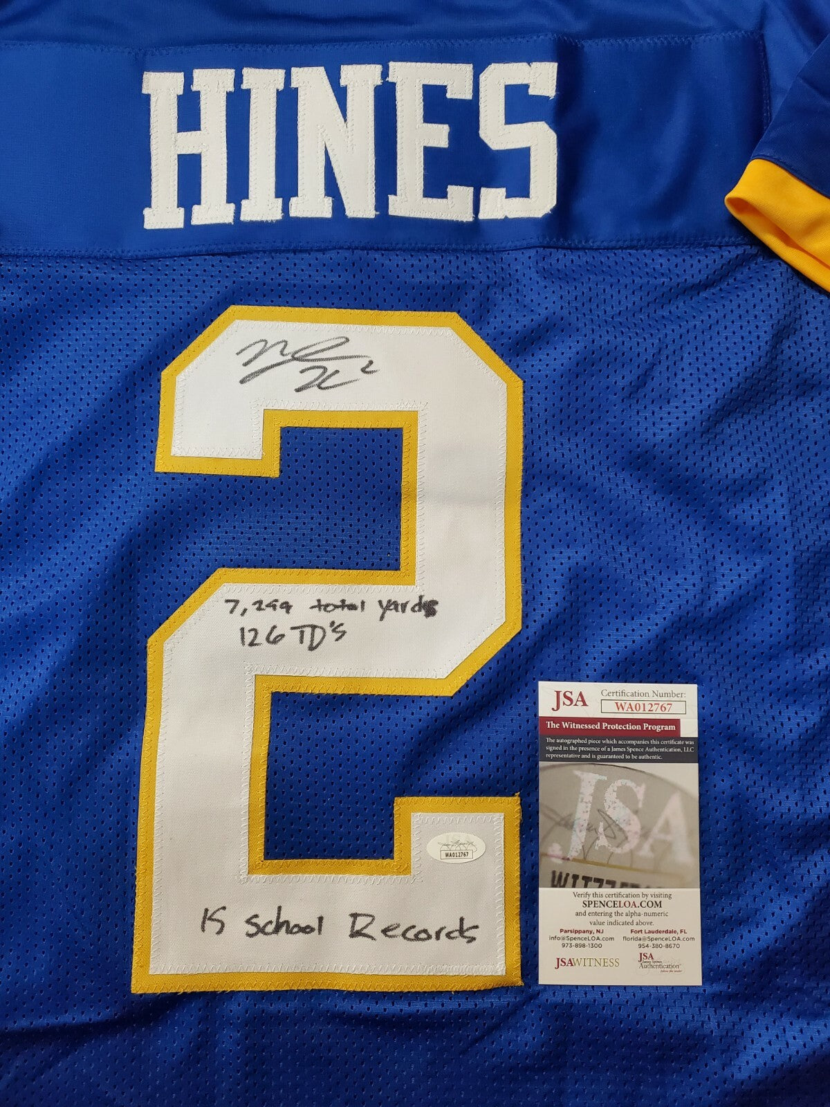 Garner Magnet Trojans Nyheim Hines Autographed Signed Inscribed Jersey Jsa Coa