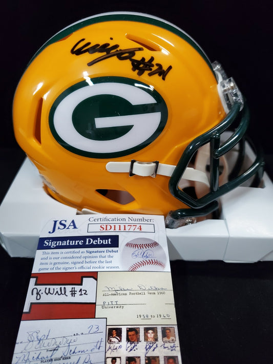Green Bay Packers Eric Stokes Autographed Signed Speed Mini Helmet Jsa Coa