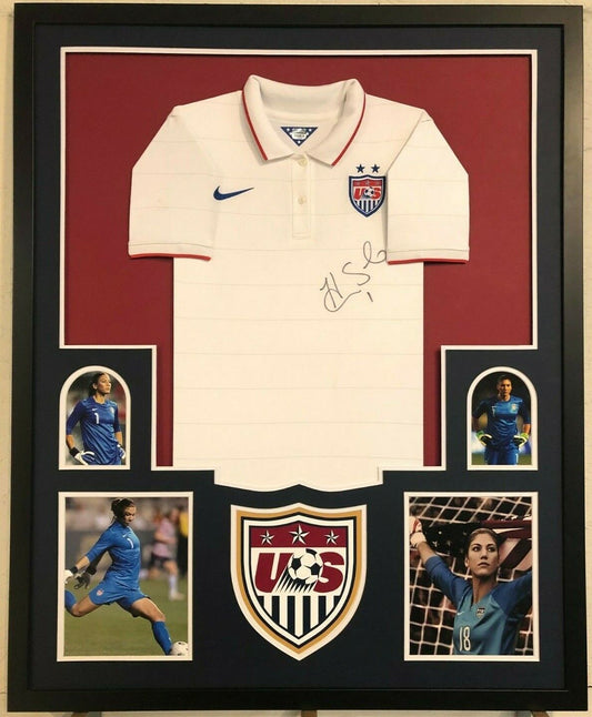 MVP Authentics Framed Hope Solo Autographed Signed Usa Soccer Jersey Fanatics Holo 387 sports jersey framing , jersey framing