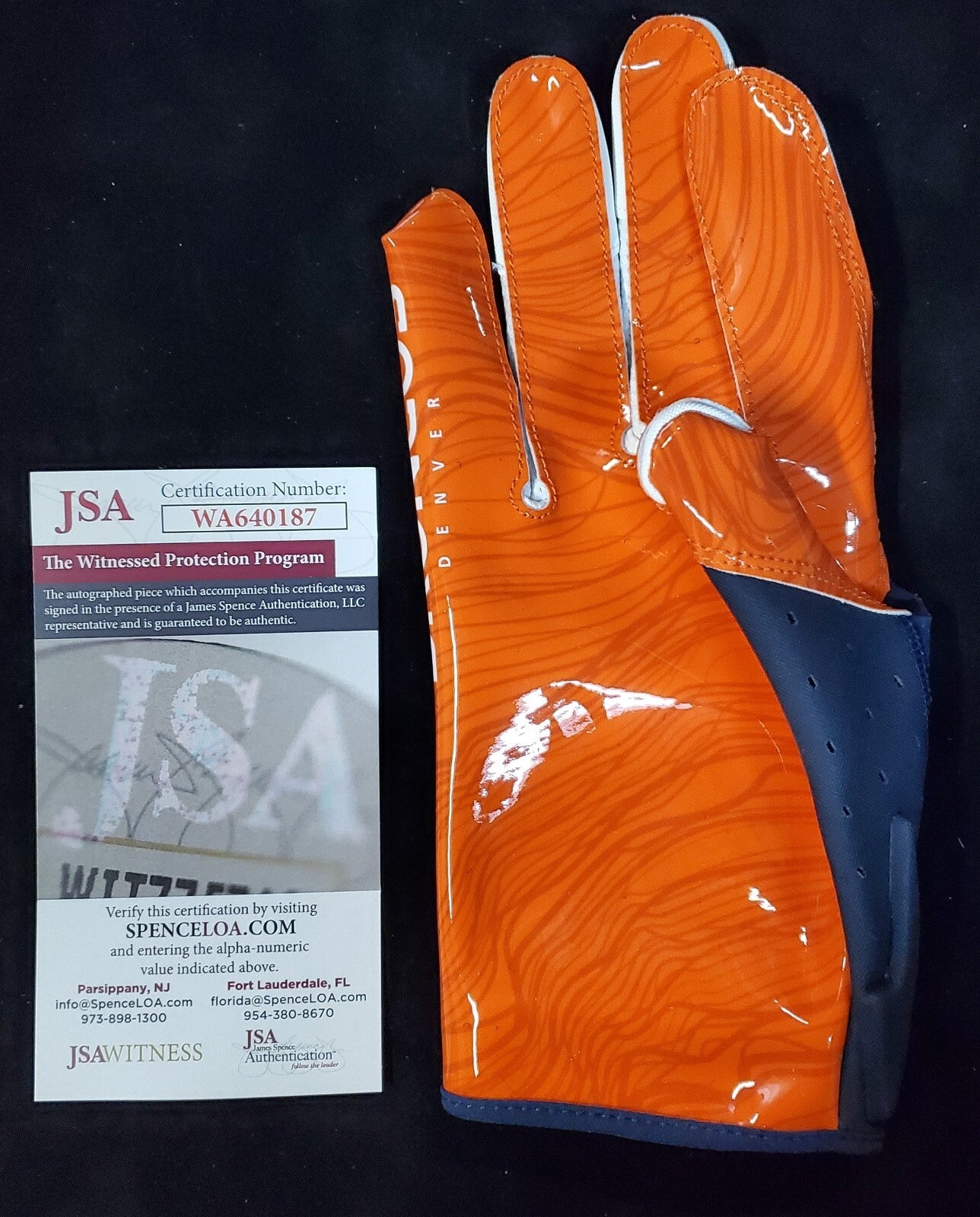Denver Broncos Damarri Mathis Autographed Signed Glove Jsa Coa