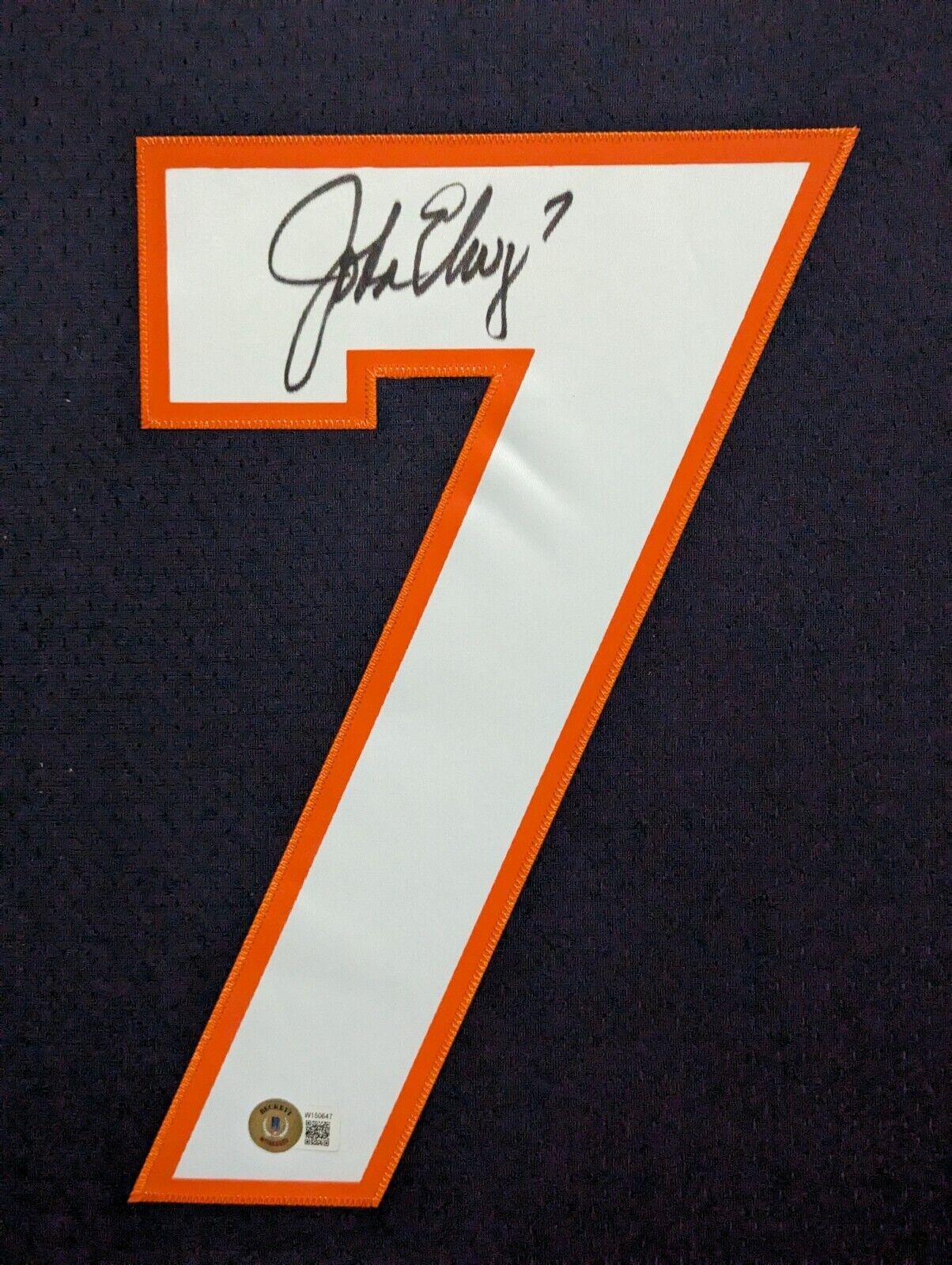 MVP Authentics Framed In Suede Denver Broncos John Elway Autographed Signed Jersey Beckett Holo 1125 sports jersey framing , jersey framing