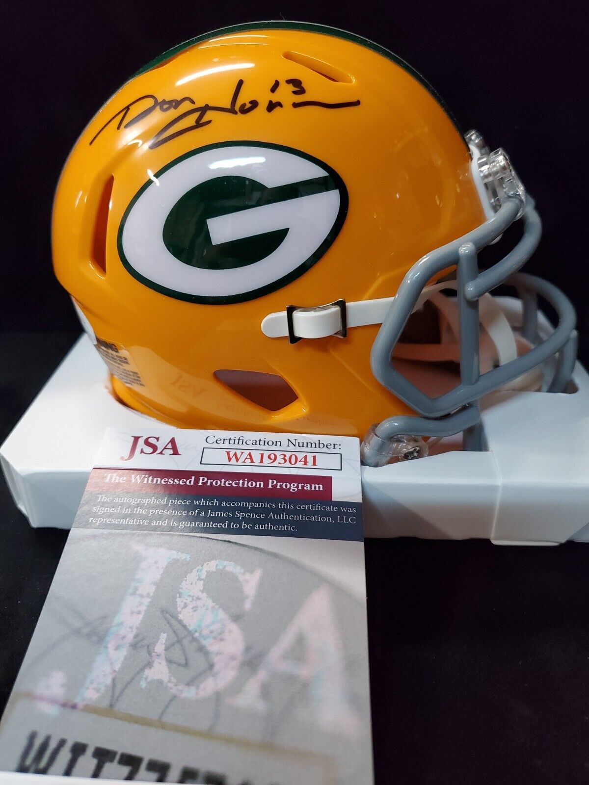 MVP Authentics Green Bay Packers Don Horn Autographed Signed Speed Mini Helmet Jsa Coa 72 sports jersey framing , jersey framing