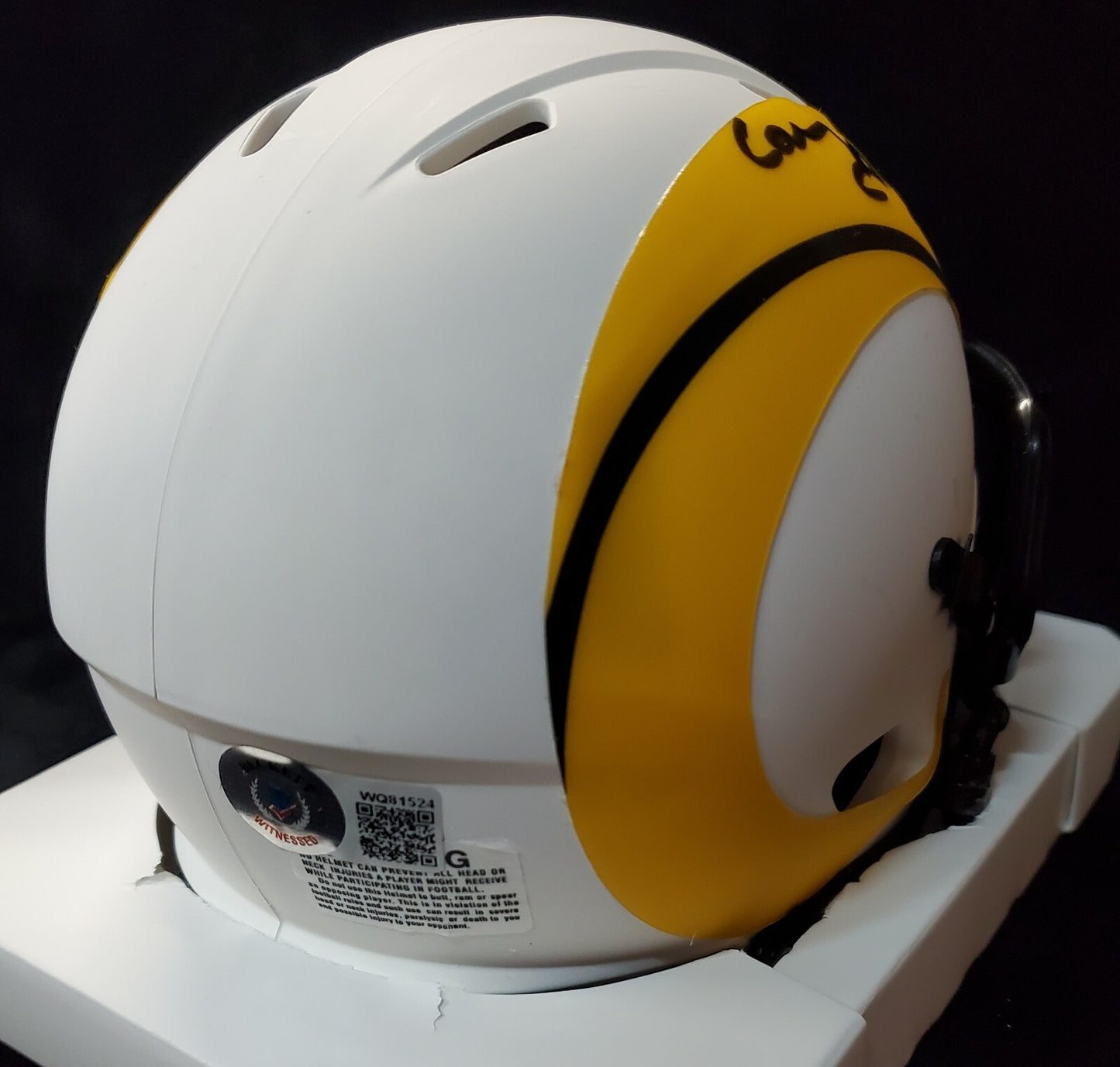 Los Angeles Rams Cam Akers Autographed Lunar Mini Helmet Beckett Holo
