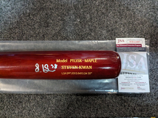 Cleveland Guardians Steven Kwan Autographed Game Model Baseball Bat Jsa Coa