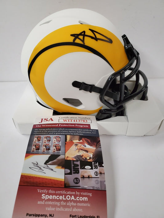 Los Angeles Rams Aaron Donald Autographed Lunar Eclipse Mini Helmet Jsa Coa