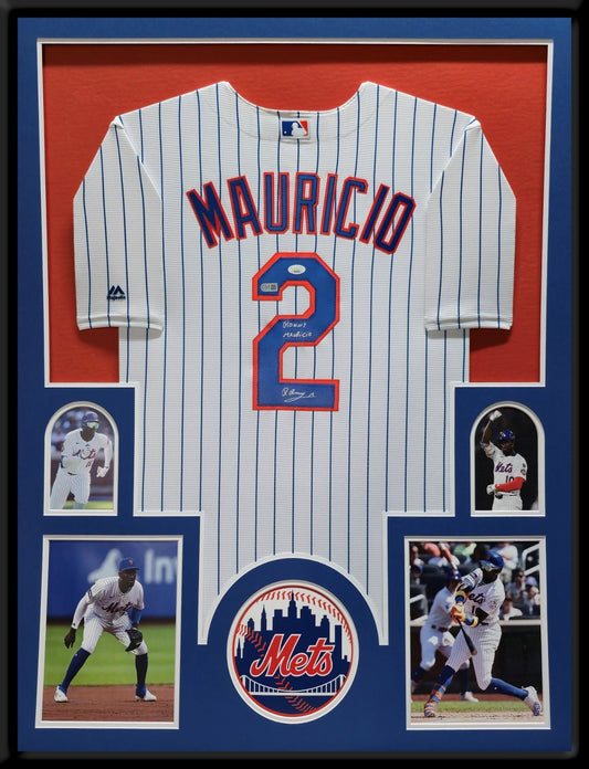 Framed New York Mets Ronny Mauricio Autographed Signed Jersey Jsa Coa
