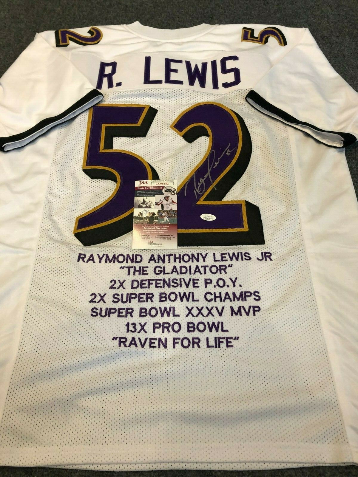 Baltimore Ravens Ray Lewis Autographed Signed Stat Jersey Jsa  Coa
