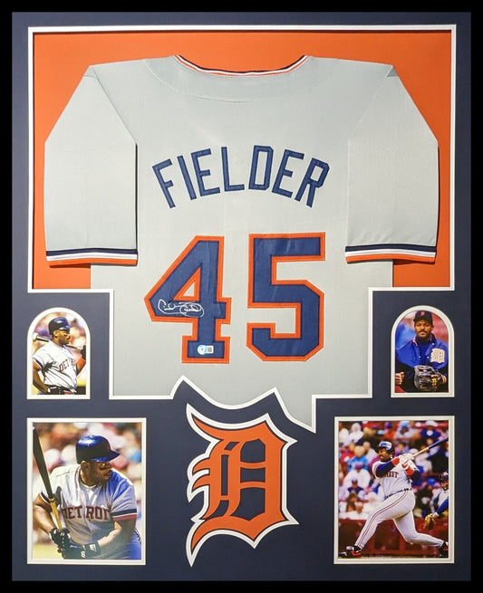 MVP Authentics Framed Detroit Tigers Cecil Fielder Autographed Signed Jersey Beckett Holo 405 sports jersey framing , jersey framing