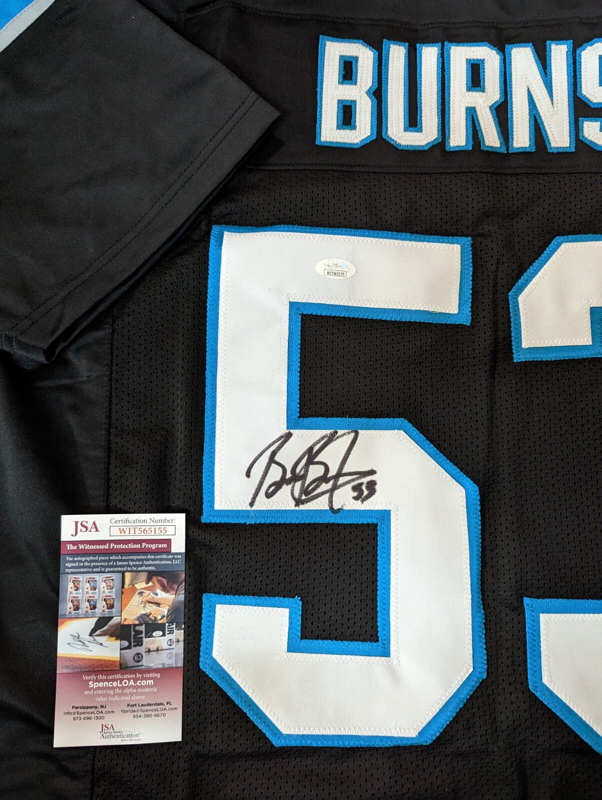 Carolina Panthers Brian Burns Autographed Signed Jersey Jsa  Coa