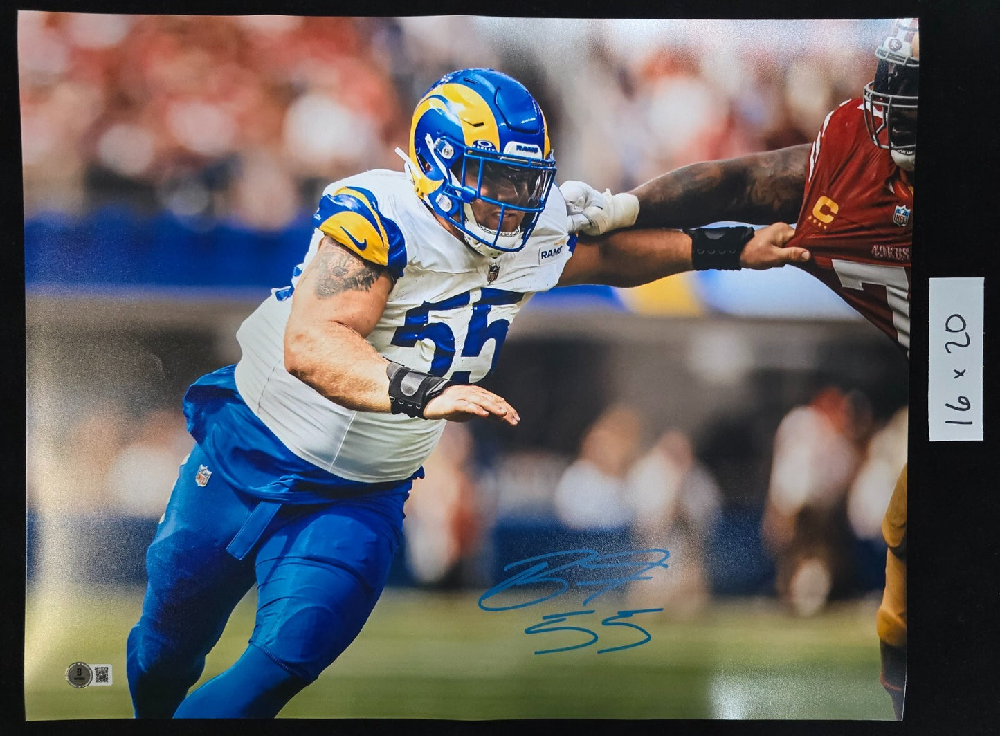 Los Angeles Rams Braden Fiske Autographed Signed 16X20 Photo Beckett Holo
