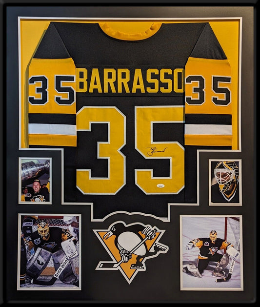 MVP Authentics Framed Pittsburgh Penguins Tom Barrasso Autographed Signed Jersey Jsa Coa 675 sports jersey framing , jersey framing