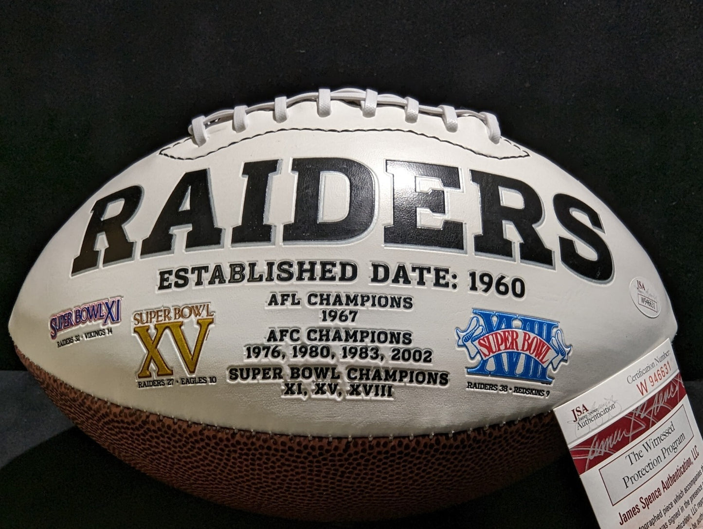 Oakland Raiders Fred Biletnikoff Autographed Signed Logo Football Jsa Coa
