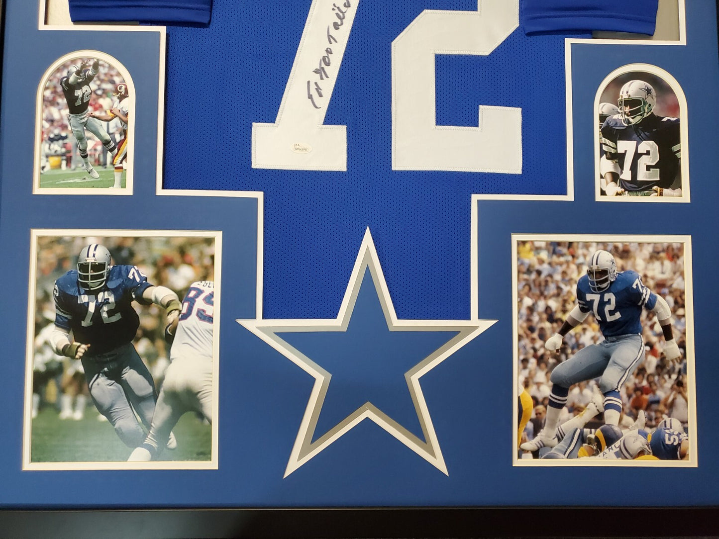 Framed Dallas Cowboys Ed "Too Tall" Jones Autographed Signed Jersey Jsa Coa