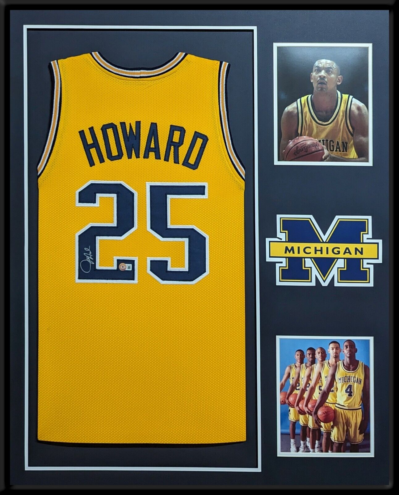 MVP Authentics Framed Michigan Wolverines Juwan Howard Autographed Signed Jersey Beckett Holo 495 sports jersey framing , jersey framing