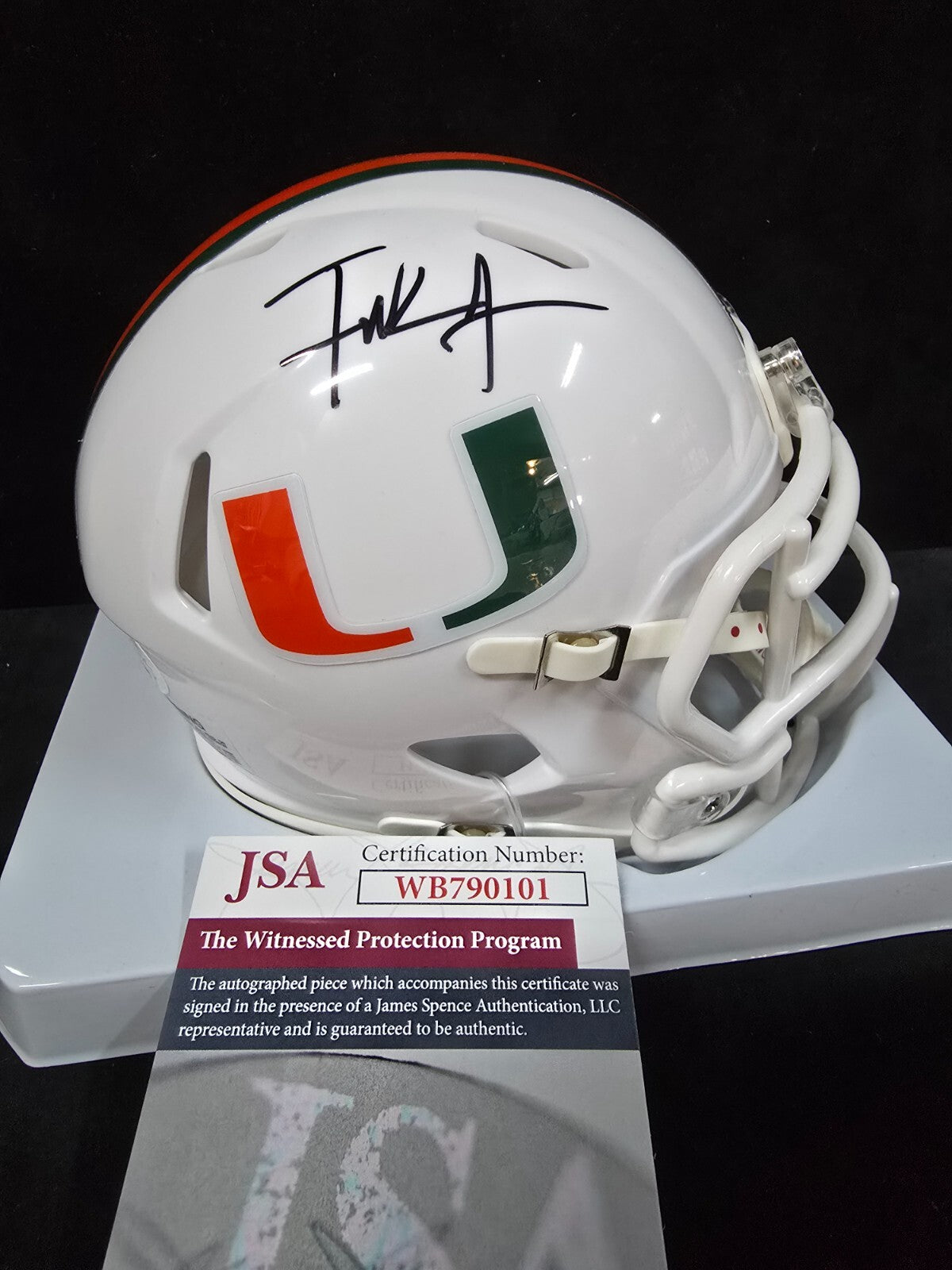 Miami Hurricanes Frank Gore Autographed Signed Speed Mini Helmet Jsa Coa