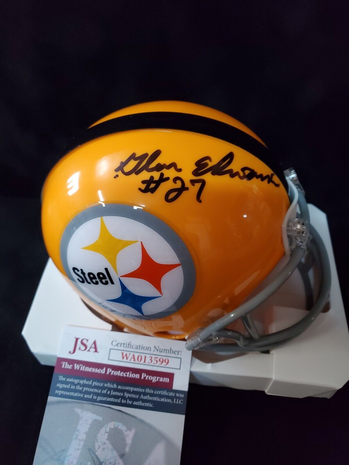 Pittsburgh Steelers Glen Edwards Signed Vsr Throwback Mini Helmet Jsa Coa