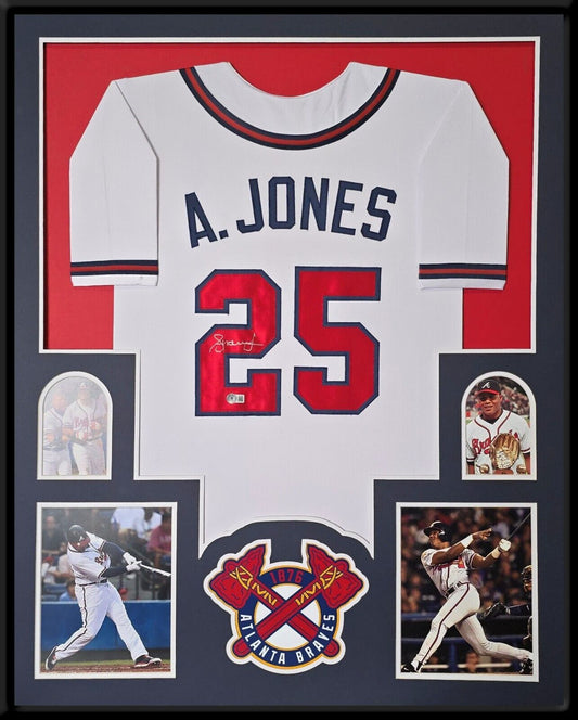 Framed Atlanta Braves Andruw Jones Autographed Signed Jersey Beckett Holo