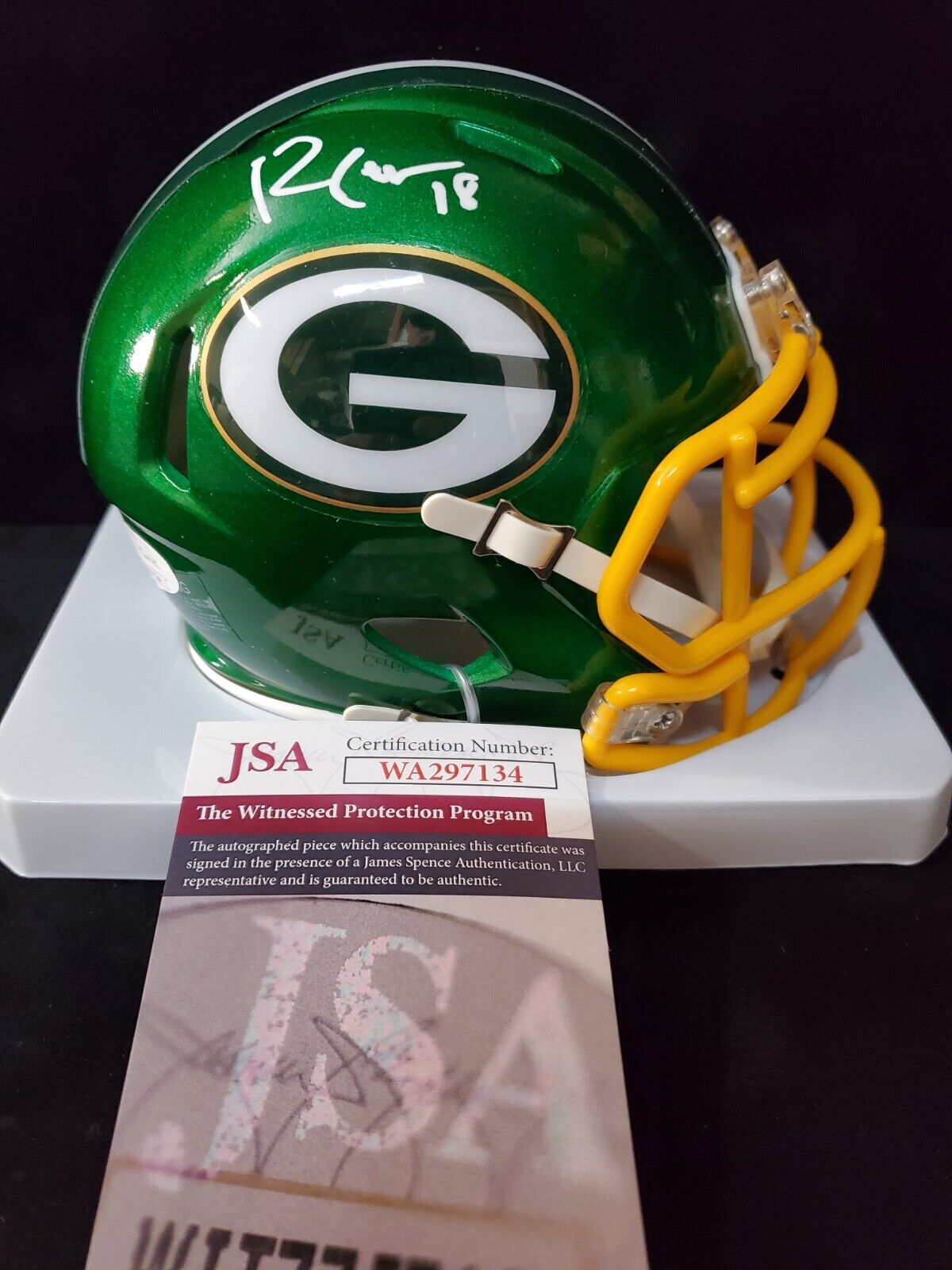 MVP Authentics Green Bay Packers Randall Cobb Autographed Signed Flash Mini Helmet Jsa Coa 117 sports jersey framing , jersey framing