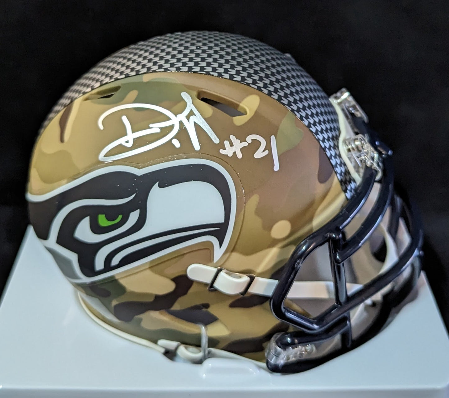 Seattle Seahawks Devon Witherspoon Signed Camo Mini Helmet Beckett Hologram