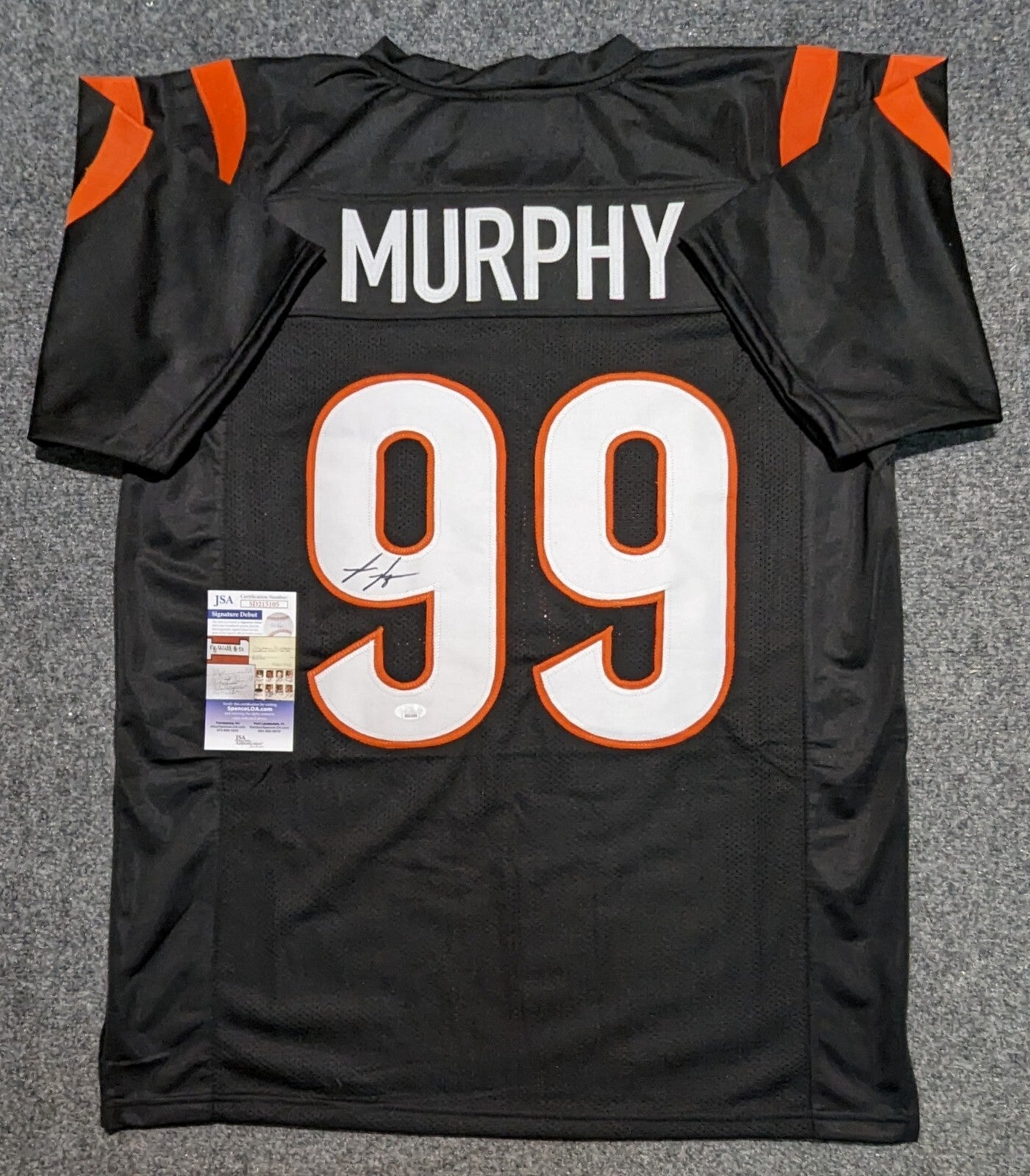 Cincinnati Bengals Myles Murphy Autographed Signed Jersey Jsa Coa