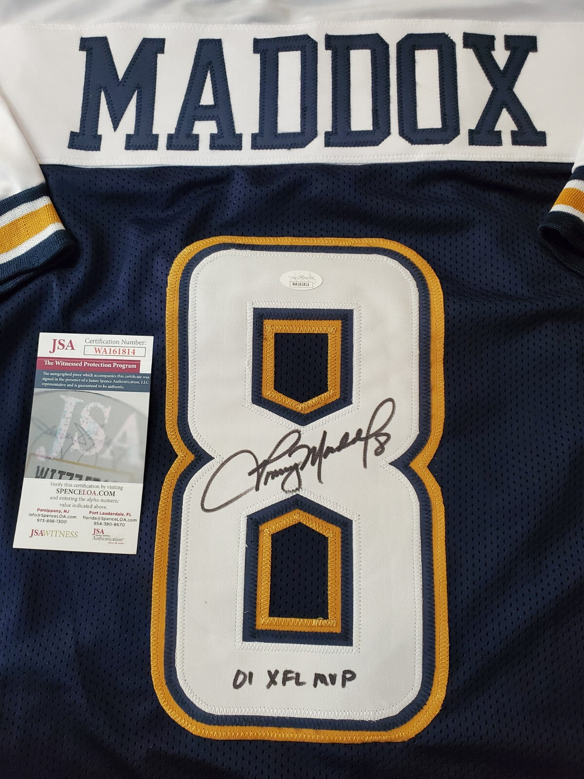 Los Angeles Xtreme Tommy Maddox Autographed Signed Inscribed Jersey Jsa Coa