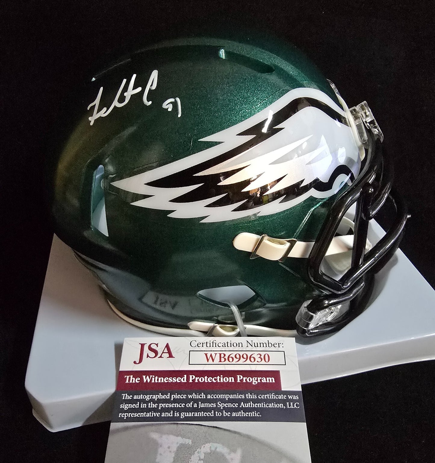Philadelphia Eagles Fletcher Cox Autographed Signed Speed Mini Helmet Jsa Coa