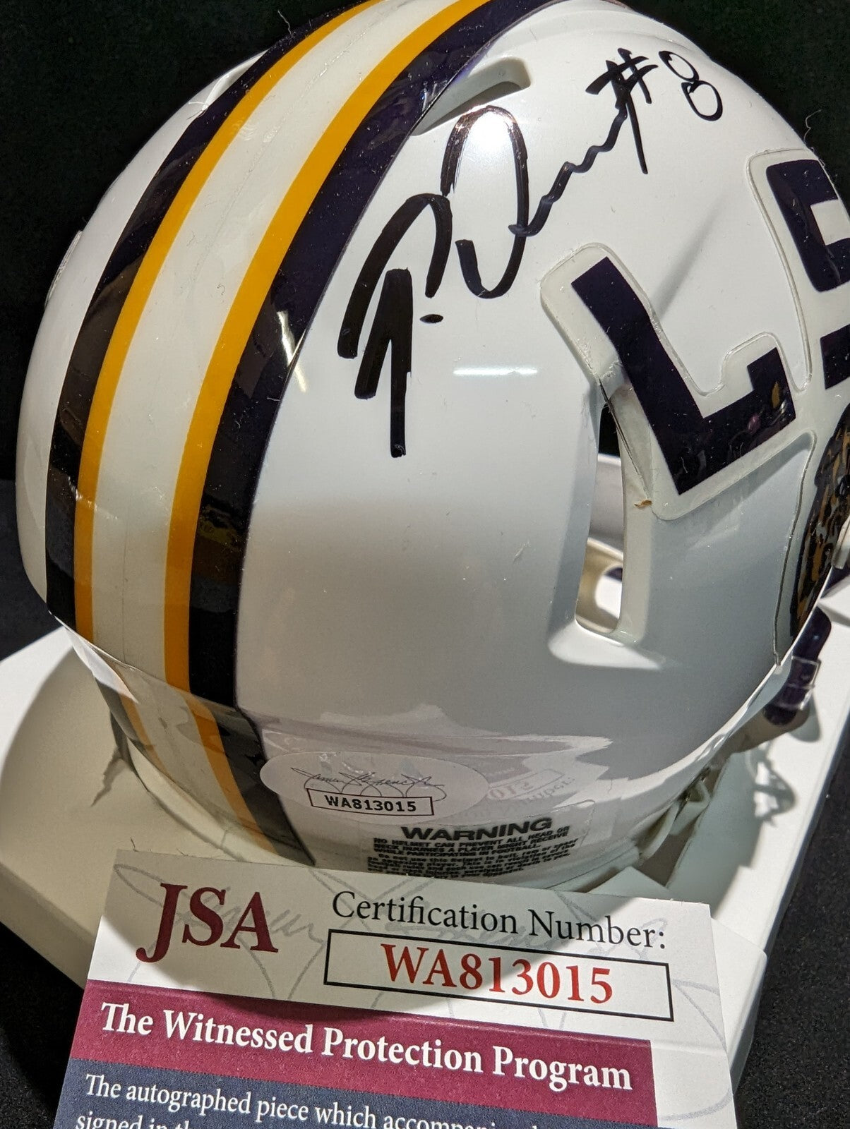 Lsu Tigers Patrick Queen Autographed Speed Mini Helmet Jsa Coa