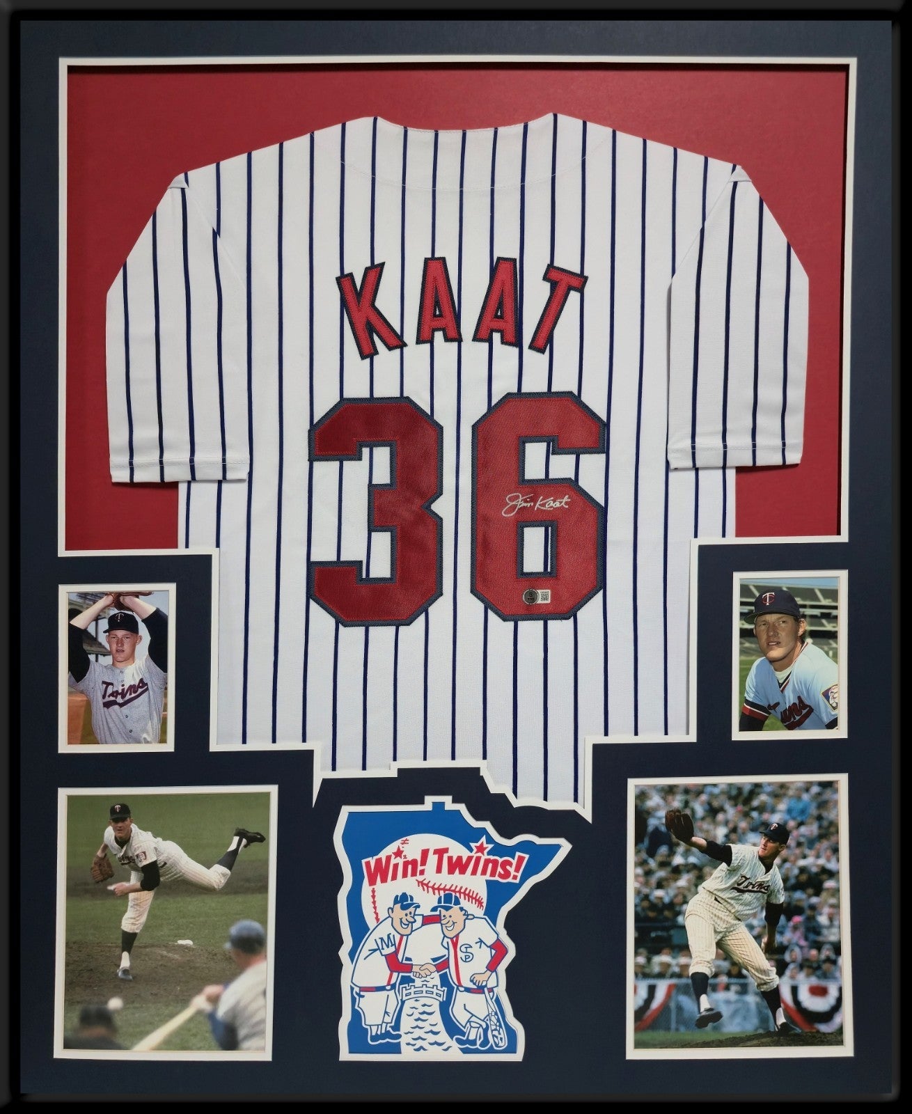 Custom Framed Minnesota Twins Jim Kaat Autographed Signed Jersey Beckett Holo