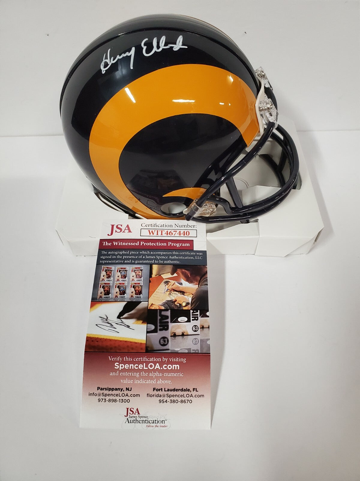 Los Angeles Rams Henry Ellard Autographed Classic Mini Helmet Jsa Coa