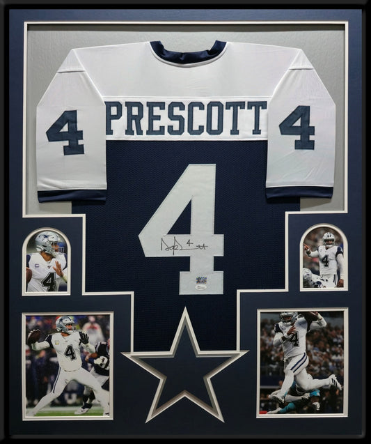 Framed Dallas Cowboys Dak Prescott Autographed Signed Jersey Jsa Coa