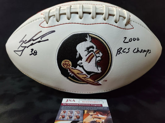 Florida State Seminoles Sebastian Janikowski Autographed Logo Football Jsa Coa